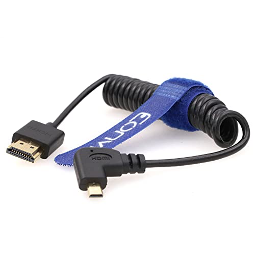 Cable espiral HDMI 2.0 para evitar tirones en puertos de cámaras Sony A7SIII 3