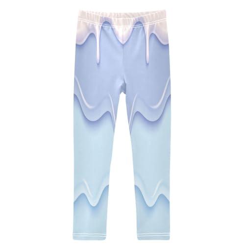 Girls' Leggings Ankle Length Printed Leggings Blue White Liquid Soft Comfortable Pants for Kids 4-10 Years