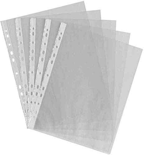 JMS we create smile - 100 x A4 Clear Document Wallets Acid Free 45 Micron Punched Pockets Sleeve Storage | Plastic Folders.