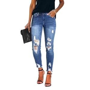 KUNMI Women’s Ripped Skinny Jeans Distressed Stretchy Denim Pants