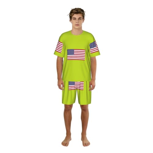 Pyjama homme extensible et doux avec motif drapeau américain pour un confort nocturne idéal