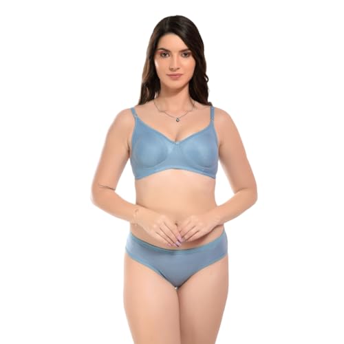 Image of SGC Women Cotton Blend Lingerie Set||Lightly Padded Wirefree Bra & Panty Set||Bridel Set for Women & Girls