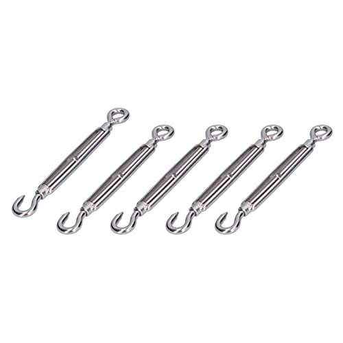 aqxreight 5Pcs Turnbuckle Hook and Eye Wire Rope Tension 304 Stainless Steel Shade Sail HardwareM6 (M6) miniatura 2