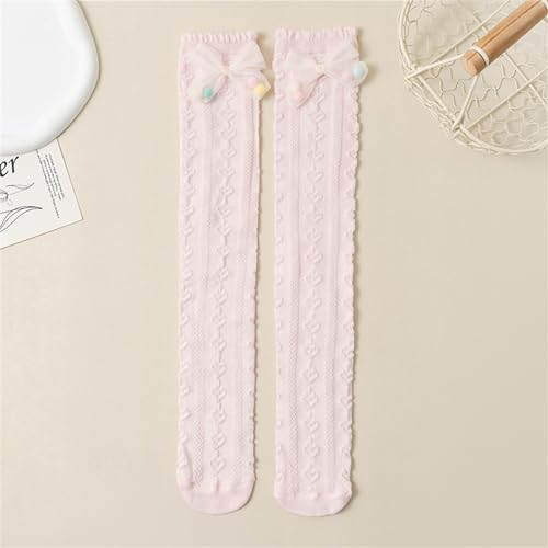 Kids Over The Knee Socks AntiSlip Thigh High Spring Soft Thin Elastic Bowknot Child School Stage Shows Girls Socks4