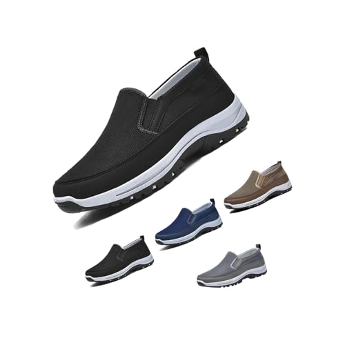 Men's Orthopedic Slip-On Loafers with Arch Support – Lightweight Canvas Walking Sneakers for Comfort, Casual Wear & Outdoor Hiking (Black, Adult, Men, 10, Numeric, US Footwear Size System, Medium)