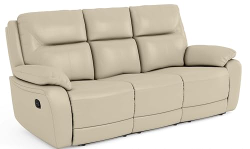 Bostonsofa Atlanta 3-Sitzer Relax-Ledersofa - mit Zero Wall Mechanismus - Komfortable Entspannung - ergonomisches Design - hochwertige Materialien für Ihr Wohnzimmer (90x212x98 cm)