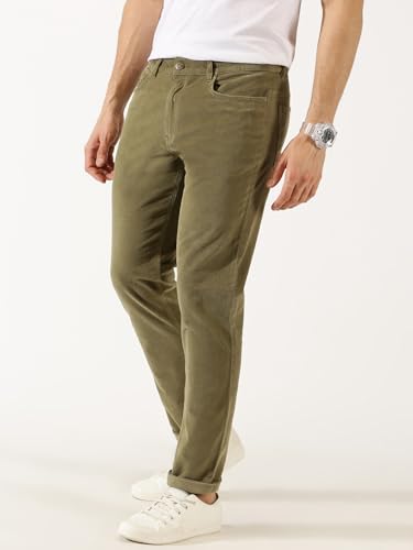Image of Thomas Scott Men Mid Rise Slim Fit Corduroy Chino Pants