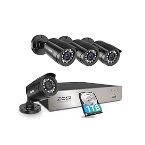 ZOSI 3K Lite Security Camera System with AI Human Vehicle Detection,H.265+ 8CH HD TVI Video DVR Recorder with 4X HD 1920TVL 1080P Indoor Outdoor Weatherproof CCTV Cameras,Remote Access,1TB Hard Drive