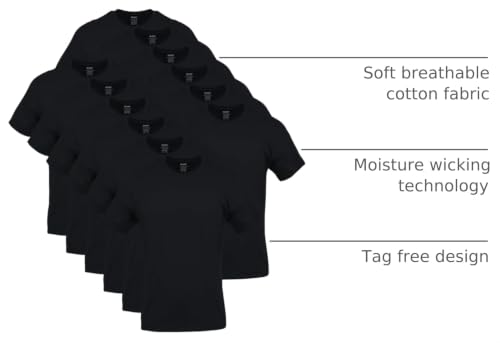 Gildan Men's Crew T-Shirts, Multipack, Style G1100, Black (12-Pack), Large - image 4