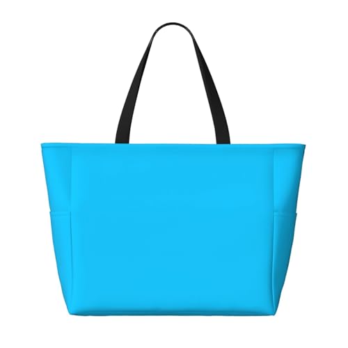 QWVBNSolid color light blue Beach travel bag, lightweight and reusable, suitable for family trips, gym and outdoor adventures.2