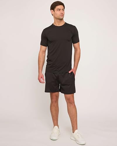 Real Essentials 5 Pack: Men’s Short Sleeve Dry Fit Active Crew Neck T Shirt - Athletic Running Gym Workout Tee Tops