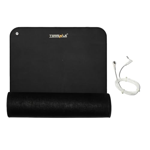 Image of TerreNue's Grounding Mat | Earthing Mat | 60CMx40CM | Black | Anti-Skid | Carbon-Leather | Reduce Inflammation | Improve Blood Circulation | Better Sleep | Reduce Stress and Pain | Zero Voltage Therapy