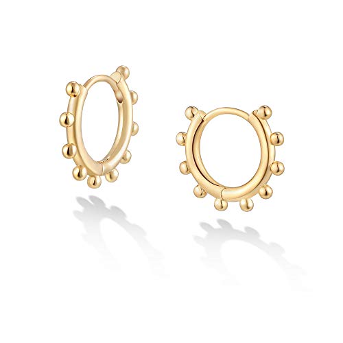 Huggie Hoop Earrings Beaded Hoop Earrings Ball Huggie Hoop Earrings Mini Everyday Gold Hoops Minimalist Dainty Hoops Beaded Ball Hoops Huggie Hoop Earrings For Women 14k Gold Jewelry For Women