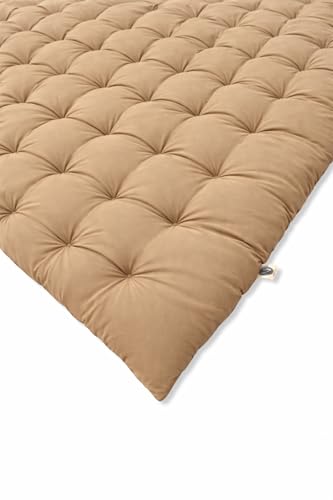Image of ATOOTFUSION Soft Cotton Quilt | Foldable Light Weight Filled Single Firm Cotton Quilt Mattress| Gadda (Solid Coloured, Sleeping Capacity, 6 x 6 ft or 72 x 72 Inches) Double Bed (Khaki)