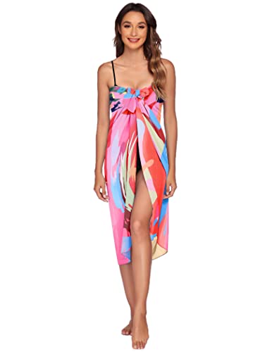 Ekouaer Women Sarong Swimsuit Coverups Chiffon Long Bikini Wraps Sheer Beach Bathing Suit Cover Up