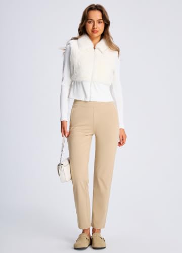 Libin Women's Fleece Lined Pants 29" Stretch Thermal Pants, Khaki L - image 3