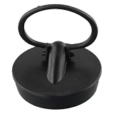 Lagomloot Copertura di scarico in PVC, tappo per lavello da 47 mm con sollevamento per anello per lavabo, tenuta d'acqua nera per cucina e bagno
