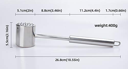 Foto von AISHNA Fleischhammer aus Edelstahl,doppelseitig Fleischklopfer Tool 304 Edelstahl,Spülmaschinenfest