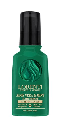 LORENTI TOKYO & SEOUL Serum para el cabello de aloe vera y menta, 125 ml, para tratamiento antiencrespamiento de cabello seco, quebradizo y dañado, sueros para el cuidado del cabello, tratamiento para