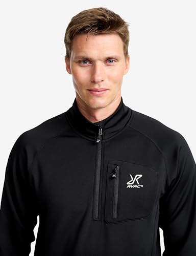 RevolutionRace Evolution Half-Zip Stretch Fleece für Herren, Fleecepullover für Wandern und Outdoor-Aktivitäten, Black, XL