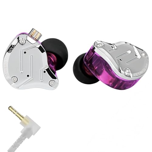 Image of KZ ZS10 PRO in Ear Monitor Headphones, 4BA+1DD 5 Hybrid Driver Gaming Earbuds Wired Earphones, HiFi Clarity Sound Immersive Bass IEMs for Gaming Musician Singer Audiophile (Purple Without Microphone)