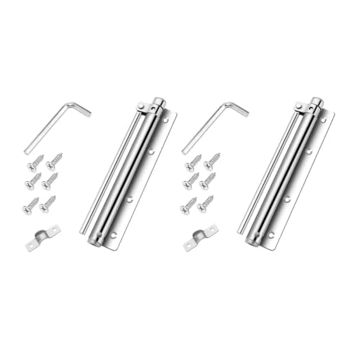 ANCLLO 2 Piezas Cierrapuertas Automático con Resorte Acero Inoxidable Resorte Ajustable Bisagra Amortiguadora Silenciosa Cierrapuertas Invisible Antipellizco para El Hogar