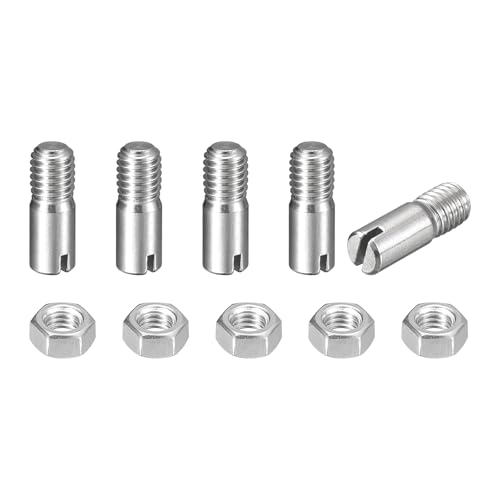 sourcing map 5 perni cilindrici con intaglio, M5 x 14 mm, in acciaio inossidabile 304, con filettatura esterna, viti con scanalatura con dado per installazione di mobili per armadi (GB878)