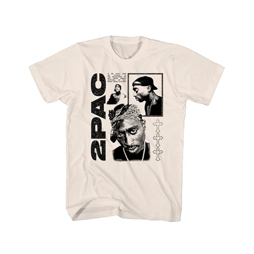 2Bhip 2Pac Photo Collage Tupac Shakur Graphic T Shirt Tan XL