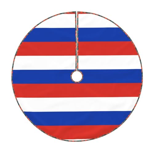 Russian Flag Print Farmhouse Style Xmas Tree Skirt,for Christmas,New Year and Other Annual Celebrations