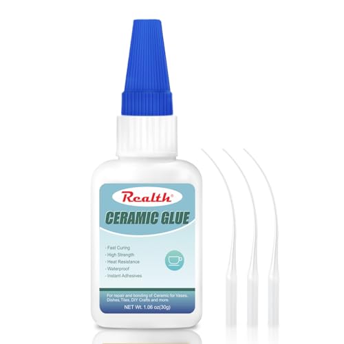 Ceramic Glue Clear 30g, Food Safe Glue for Ceramic Repair, Waterproof for Bonding Porcelain, Pottery & China, Dishes, Tiles, DIY Crafts,with Anti-Clog Cap