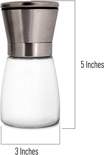 Image of HOME EC Original Stainless Steel Salt or Pepper Grinder 1pk - Adjustable Ceramic Sea Salt Grinder or Pepper Mill - Tall Glass Spice Shaker - Spice Mill w /EBook (Pack of 2)