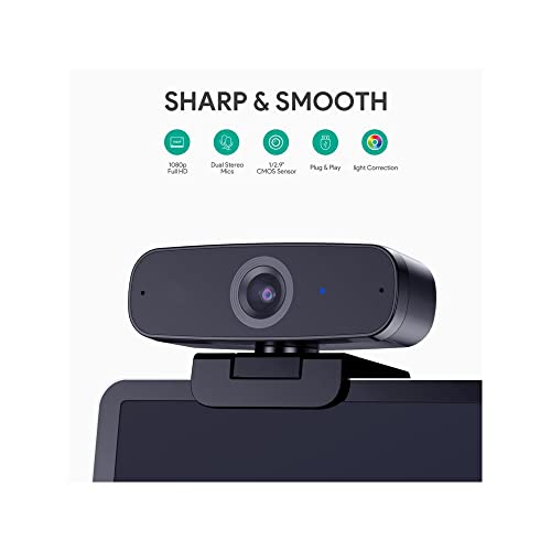 Webcam 1080p Full HD, Live Streaming Kamera mit Rauschunterdrückung Mikrofon, Desktop oder Laptop USB Webcam für Breitbild-Videoanrufe und Aufnahme schwarz – Bild 5