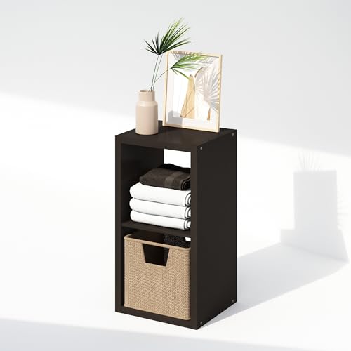 Image of Furinno Cubic Extra Thick 2-Cube Closet Organizers and Storage, Dark Oak | 14.6 x 16 x 30 in, Open Shelf Closet Storage, Closet Organizer, for Wardrobe, Bedroom, Living Room