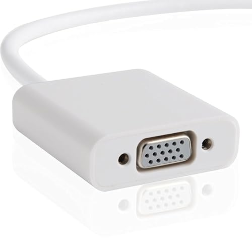 Image of ATEVON Mini DisplayPort to VGA Adapter 1080P Video Converter for MacBook Laptop Monitor Projector Plug and Play Compact White