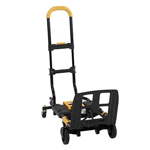 Image of COSCO 12225YGB1E 2-in-1 Folding Hand Truck, 300 lb. Capacity, Multi-Position with Extendable Handle, Black /Yellow