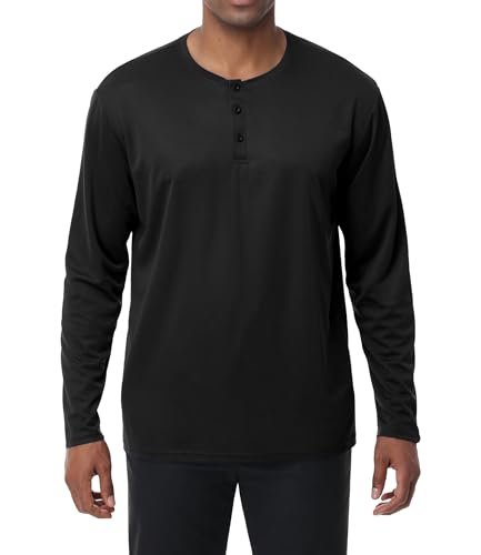 3 Pack Men's Henley Shirts Dry Fit Long Sleeve Casual Tee Gym Workout Lightweight Regular-Fit T-Shirts2