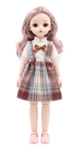 Image of Tickles Set Movable Jointed Cute Girl Brown Eyes Fashionable Doll White Shirt with Black Skirt for Kids Girls (Size: 30 cm Color: Multicolor)