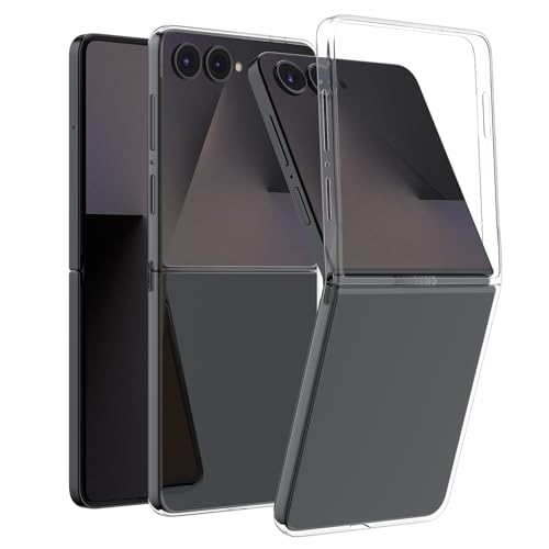 Samsung Galaxy Z Flip7 Cell Phone, 512GB Unlocked Android Phone, AI Foldable Smartphone with FlexCam, 6.9' AMOLED, Triple Camera, International Model 2025, Jet Black, Bundle Clear Phone Case