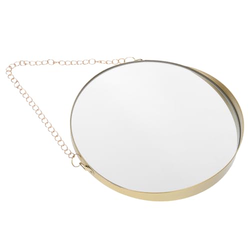 UTHCLO 北欧風ライト付き壁掛けメイクアップミラー 小型ゴールドフレーム 高精細映像 アイアンアートデザイン トイレ浴室用装飾鏡 おしゃ