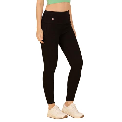 Image of 4FLIES Women's High Waist Slim Fit Jeggings | Super Combed Denim Stretch Ankle-Length Pants with Wide Waistband | Comfortable, Breathable Denim Look Leggings for Casual, & Office Wear