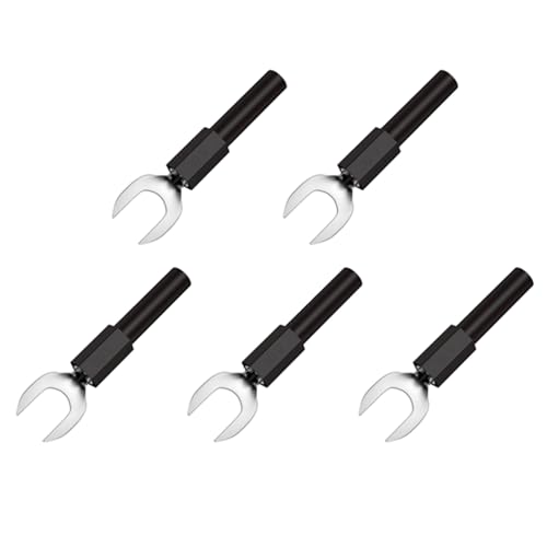 SagaSave 5Pcs Fork Spade Wire Connectors U-Type Electrical Crimp Terminals Nickel Plated 8mm Pitch to 4mm Banana Plug Conversion (Black)