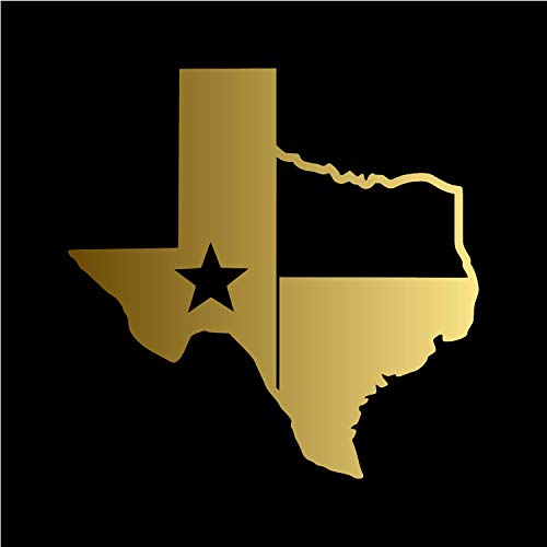 Image of TX Flag Shaped Like Texas [Pick Color] Vinyl Transfer Sticker for Laptop /Car /Truck /Window /Bumper (5 inch x 5 inch, Gold)
