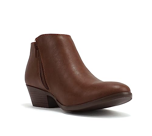 Image of Soda Women's Mug Round Toe Faux Suede Stacked Heel Western Ankle Bootie