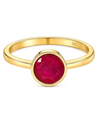 Image of 925 Sterling Silver 18K Gold Plated Birthstone 2 Ct Solitaire Natural Gemstone Ring for Women | Fine Jewelry Gift for Wife, Girlfriend, Sister, Birthday, Anniversary, Rakhi, Rakshabandhan, Valentine's