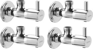 CERA Wall Mount Installation Type Brass Angle Cock Faucet Valve Quarter Turn with Wall Flange -Set of 4 Pieces