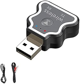 USB Bluetooth 5.0 Wireless Adapter, Transmitter and Receiver 3-in-1 Low Energy Wireless Audio Adapter with 3.5mm AUX/RCA Cable, Suitable for Pc/Tv/Headphone/Car/Home/Stereo Audio System