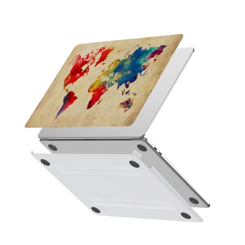 Funda MacBook Pro 16 A2141 con Touch Bar carcasa rígida protectora de plástico mapa del mundo