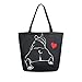 ALAZA Funny Bulldog Puppy Dog French Large Canvas Tote Bag Reusable Grocery Shopping Bag with Handles, Heavy Duty, Washable