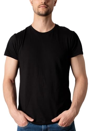 TORLAND® T-Shirt Unterziehshirt Herren Soft Touch aus 100% Bio Baumwolle | extra weich und leicht, Schwarz, L