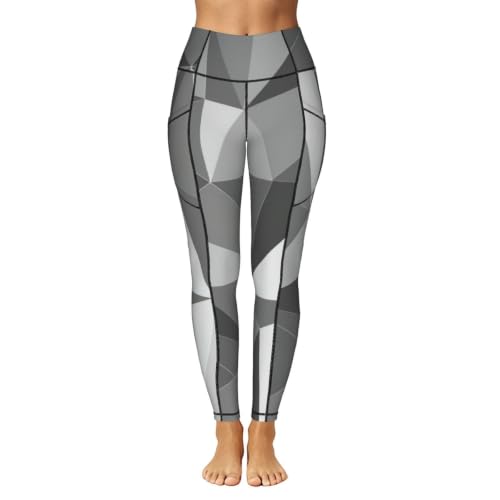 Pantalones de yoga para mujer con bolsillos y estampado geométrico 2